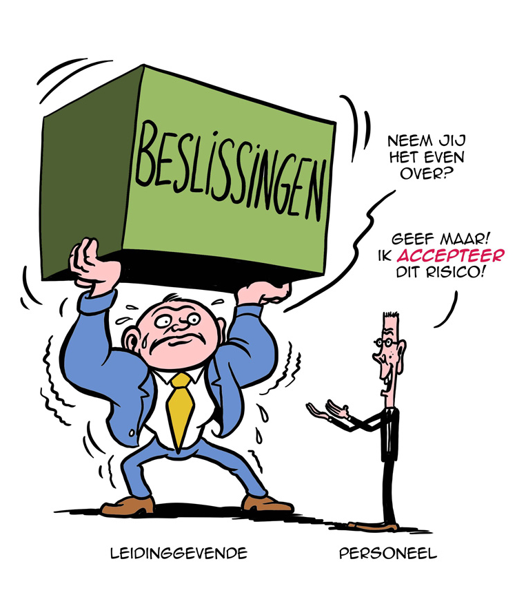 Live cartooning voorbeeld van sterke man die groot blok draagt